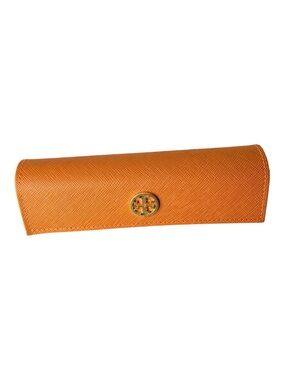 TORY BURCH Burnt Orange Eyewear Case Glasses Sunglasses Protective Cover Logo